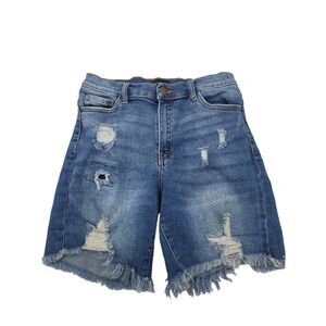 Poison‎ Mushroom High Rise Shorts Small Womens Distressed Raw Hem Medium Wash